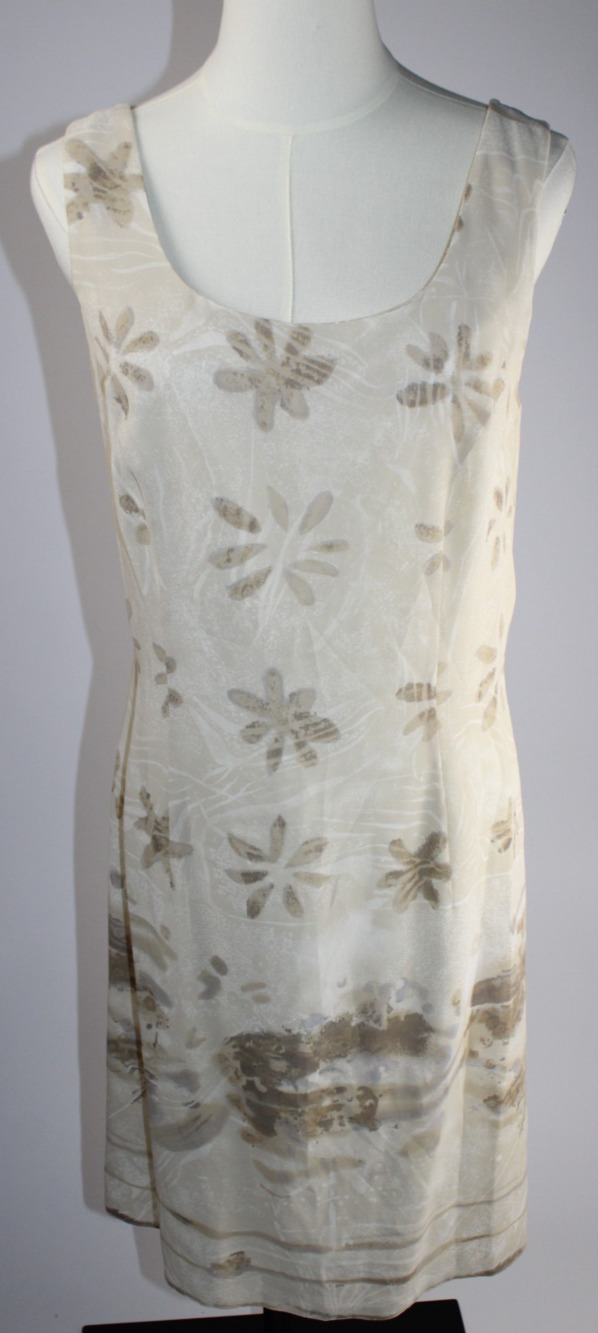 VTG Occasion Luxe VERA MONT 100% Viscose Floral Shift Dress Coral Size 38 US 8